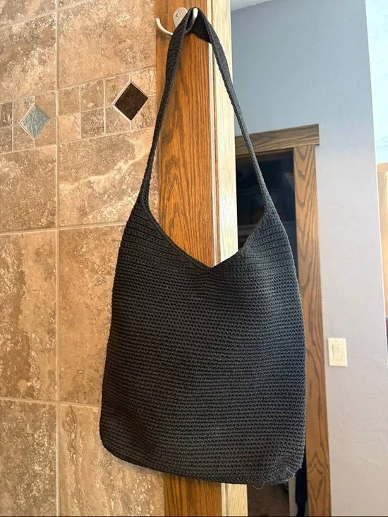 The SAK Black Crochet Shoulder Bag - Classic Women's Tote - Picture 5 of 5